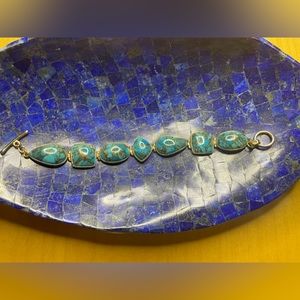 Turquoise with Bronze 7 stone Bracelet